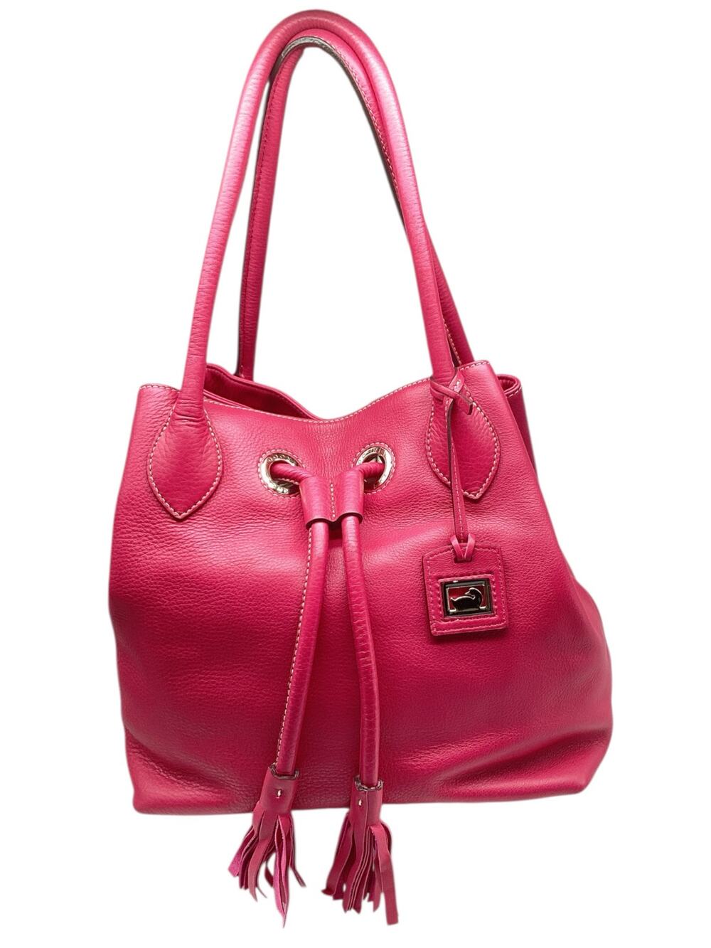 Dooney & Burke Pink Pebble Grain Leather Drawstring Bucket Bag w/ Coin Purse